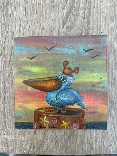 Pelikan mit Krabbenfreund, Sonnenaufgang Sonnenuntergangserie, 2026