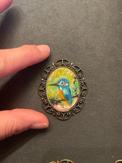 Eisvogel Medaillon, ca. 4*5 cm